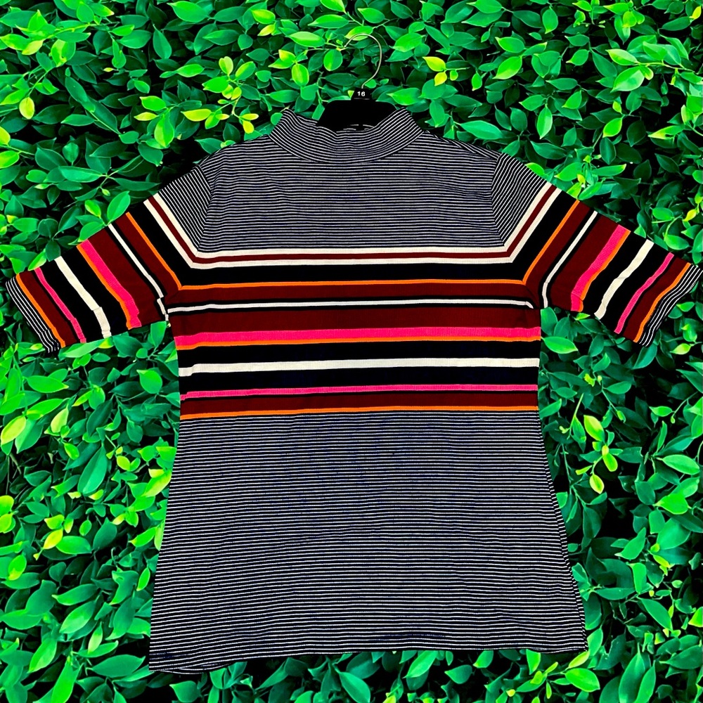 Striped mock neck